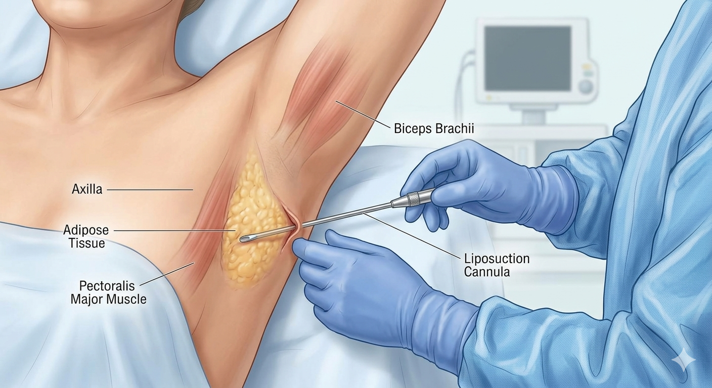 liposuction being done for axillary fat 
