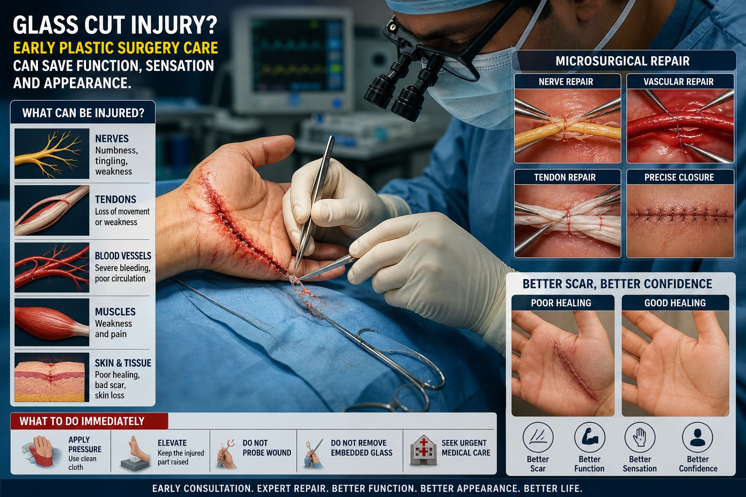 Glass cut injury