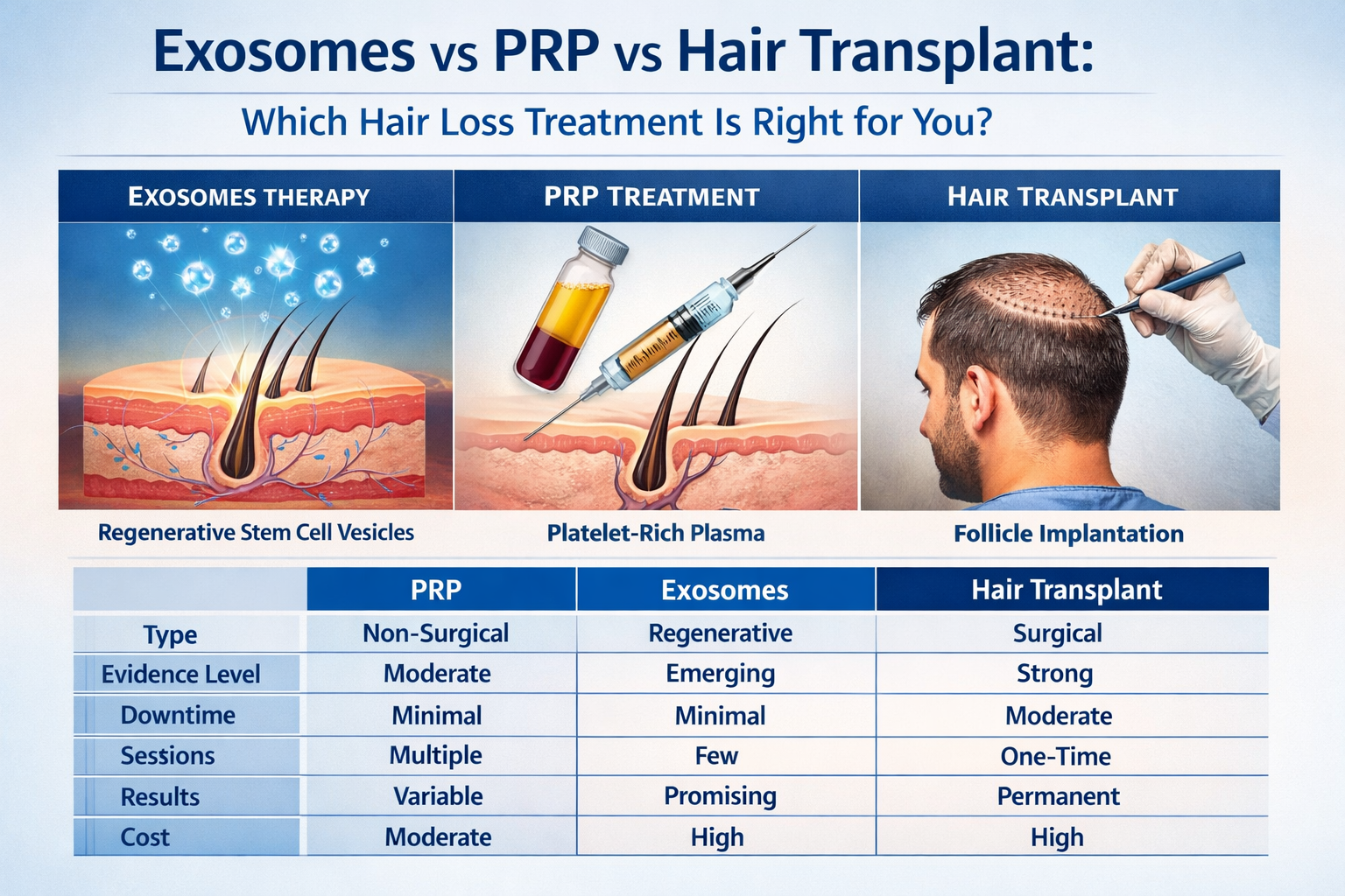 Exosomes vs PRP vs Hair Transplant